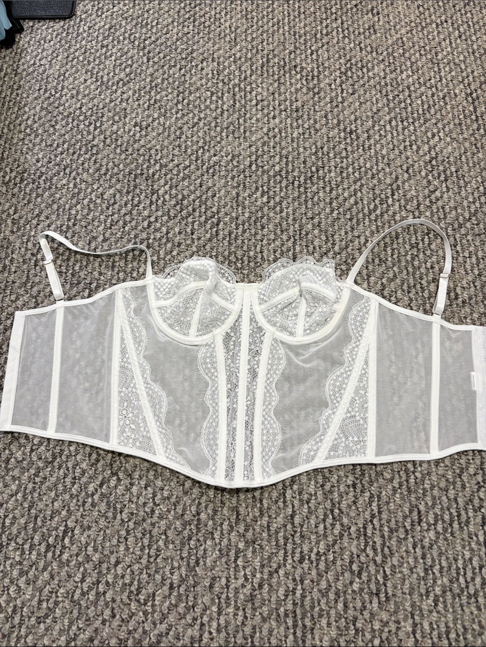 White Lace Longline Bustier Bra - Brand: